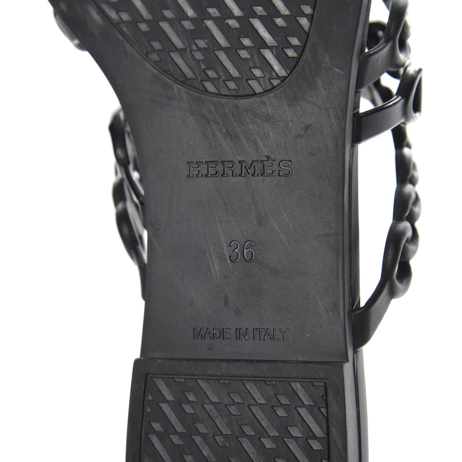 Hermes Rubber Chaine d'Ancre Nude Sandals 36 Black 8 of 8