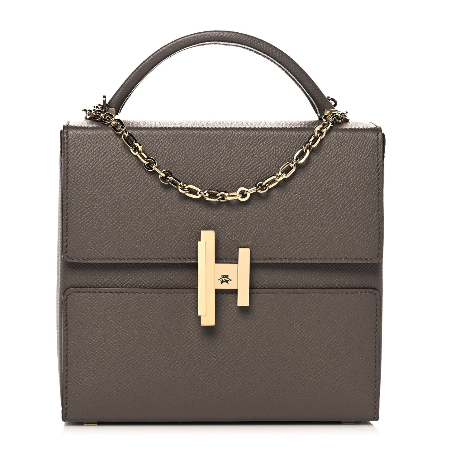 Epsom Cinhetic Boxy Top Handle Bag Etain