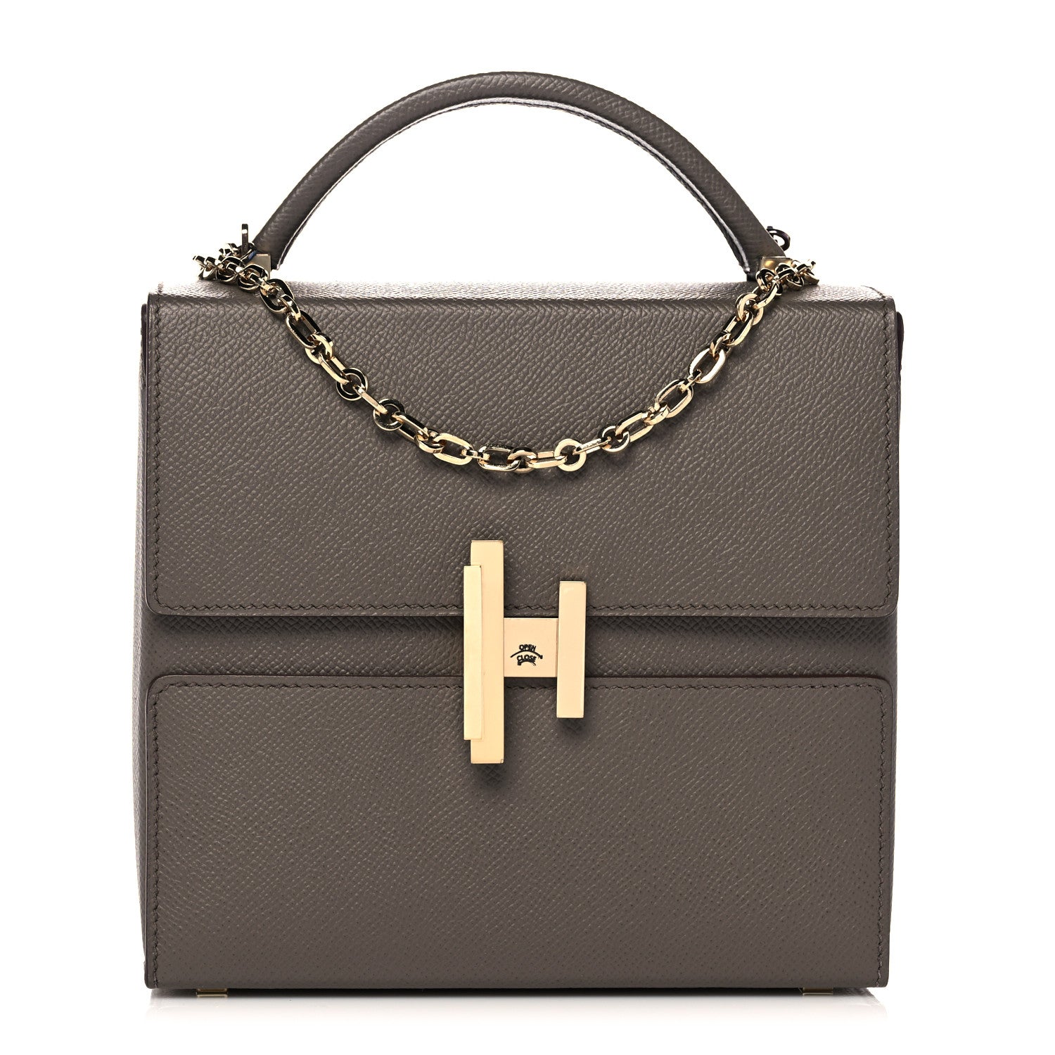 Hermes Epsom Cinhetic Boxy Top Handle Bag Etain 1 of 13