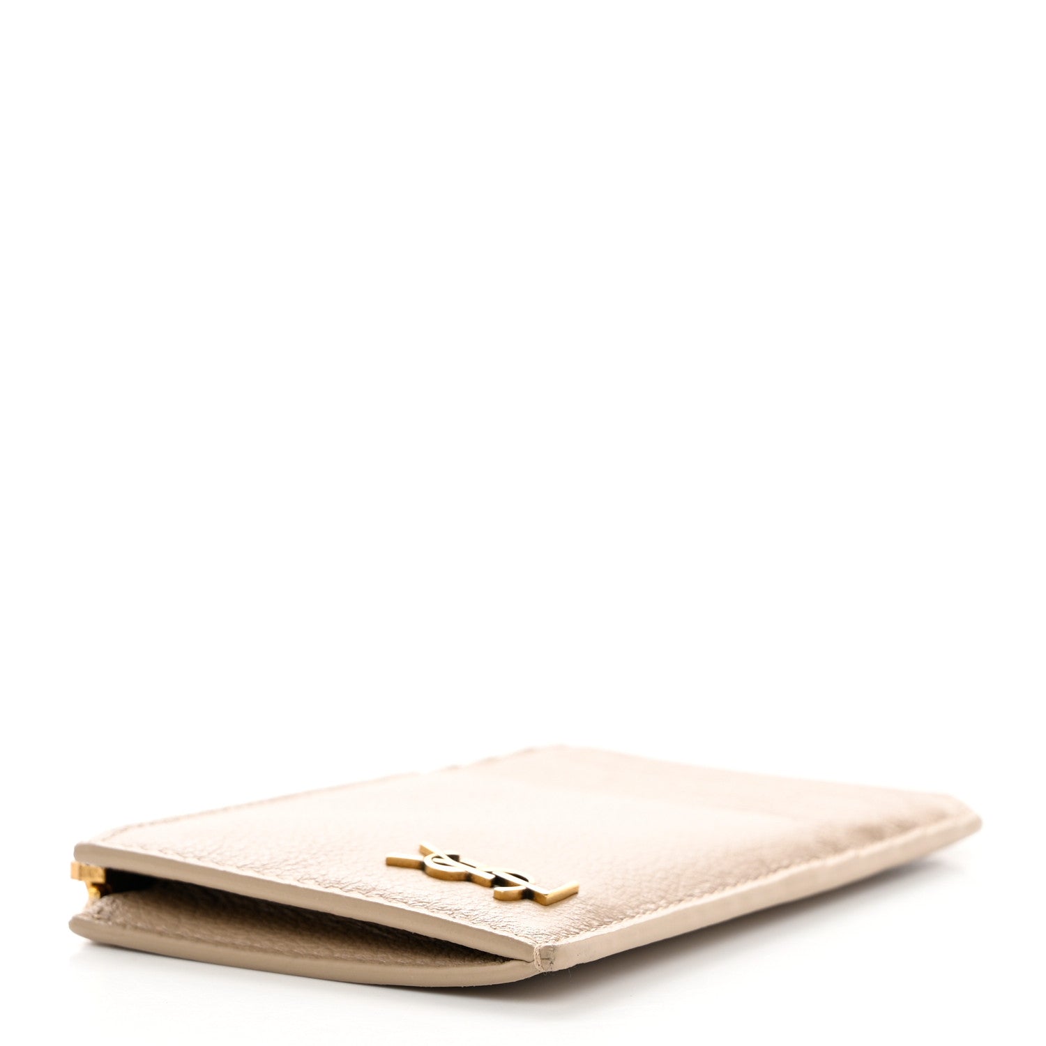 Saint Laurent Grained Calfskin Monogram 5 Fragments Zip Pouch Card Holder Beige 4 of 7