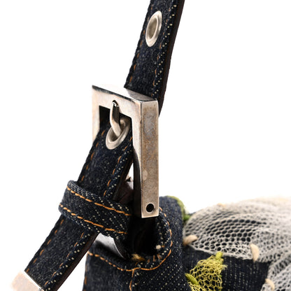 Fendi Denim Flower Applique Baguette Blue 10 of 11