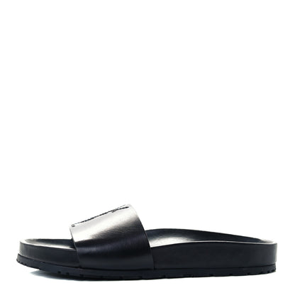 Saint Laurent Calfskin Monogram Jimmy Joan Slide Sandals 38 Black 1 of 9