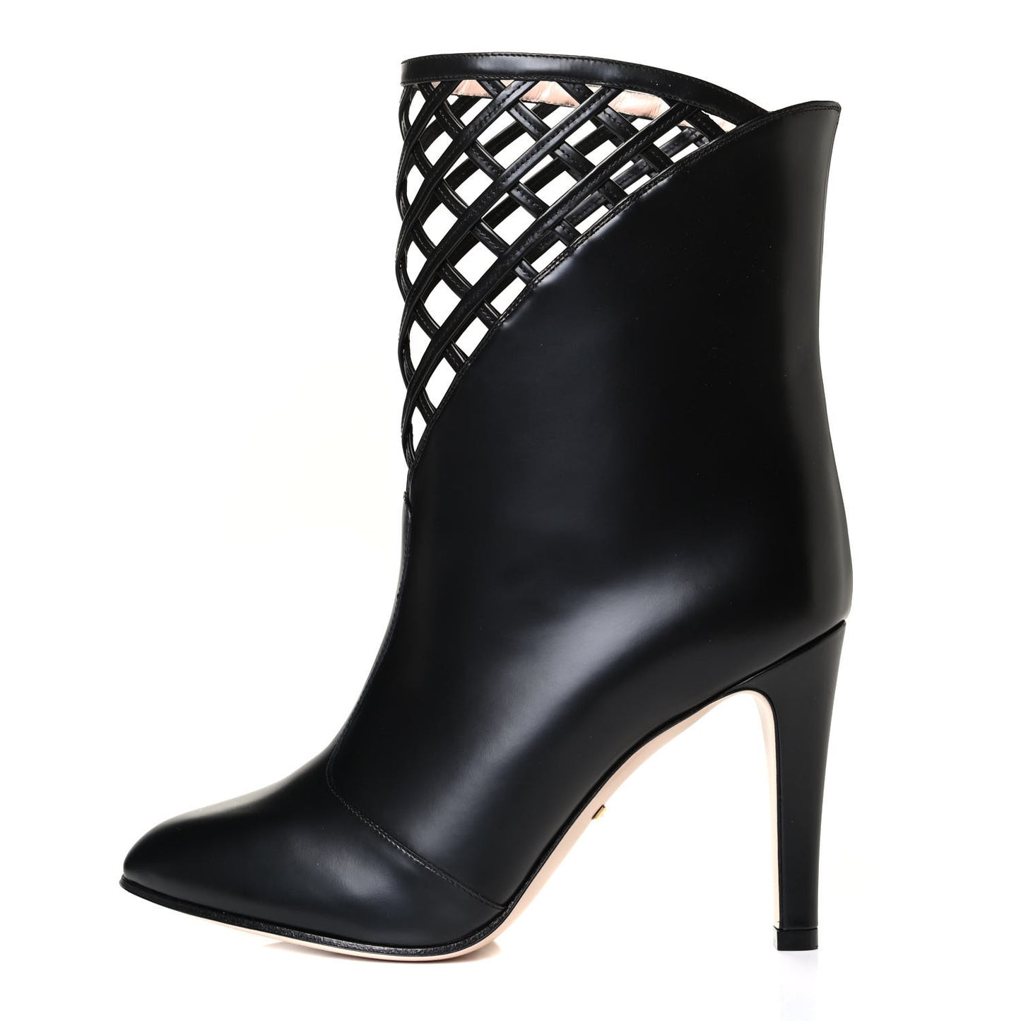 Plume Calfskin Damir Lattice Cutout Boots 38 Black