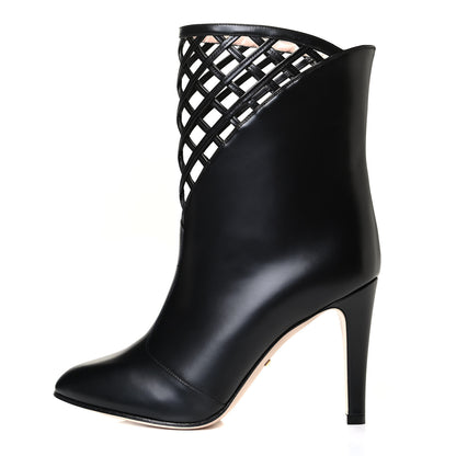 Gucci Plume Calfskin Damir Lattice Cutout Boots 38 Black 1 of 6