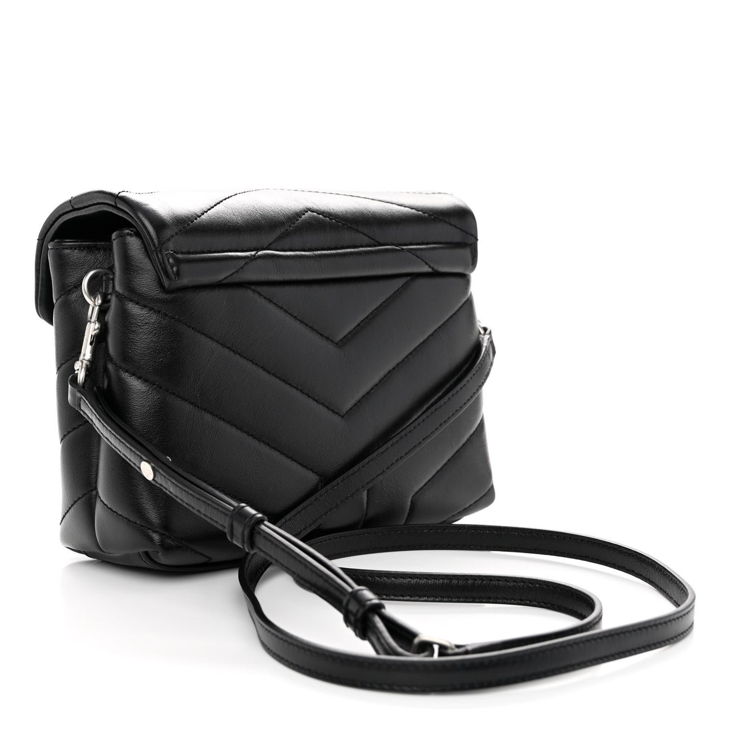 Calfskin Y Quilted Monogram Toy Loulou Crossbody Bag Black