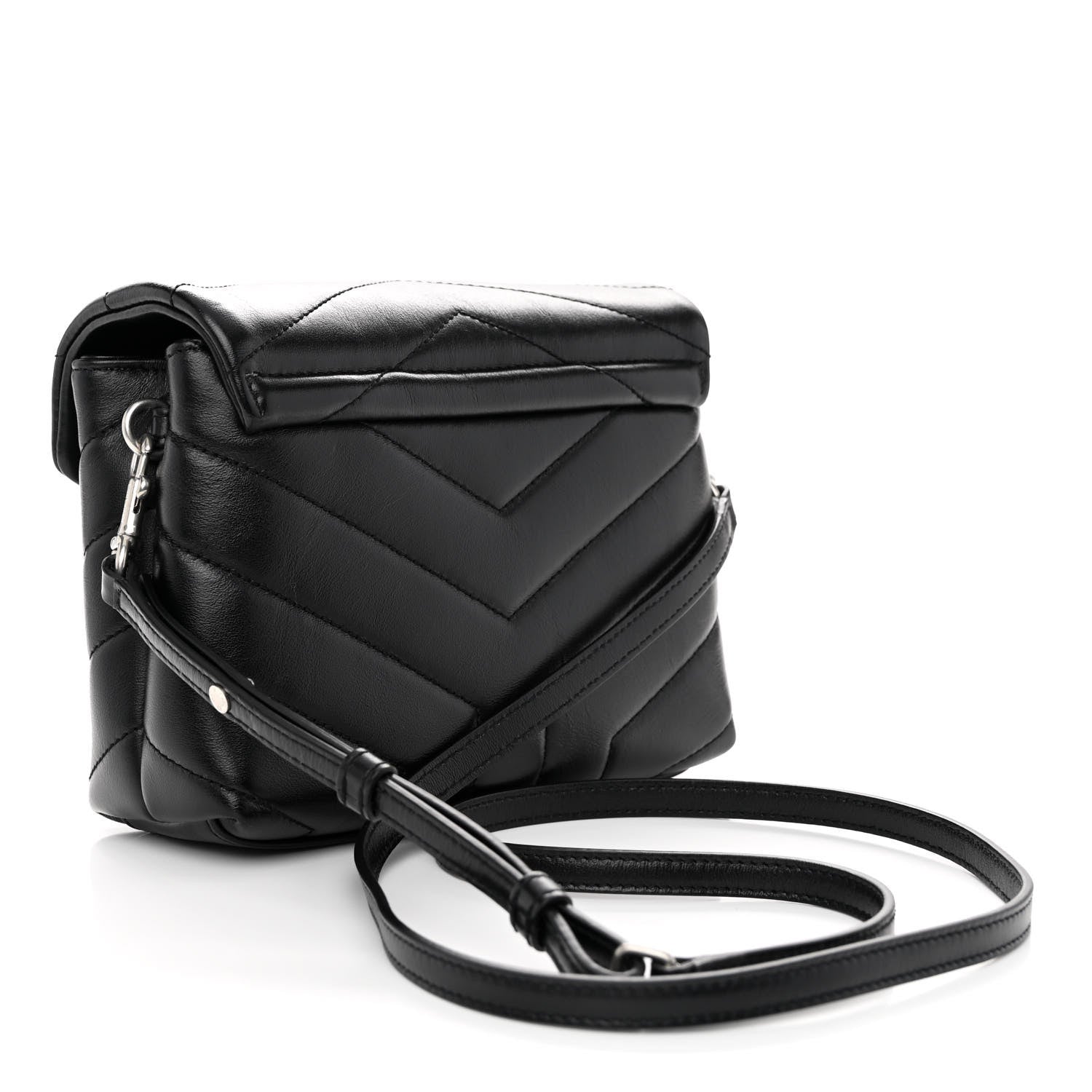 Saint Laurent Calfskin Y Quilted Monogram Toy Loulou Crossbody Bag Black 3 of 10