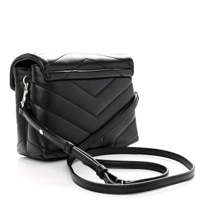 Saint Laurent Calfskin Y Quilted Monogram Toy Loulou Crossbody Bag Black 3 of 10