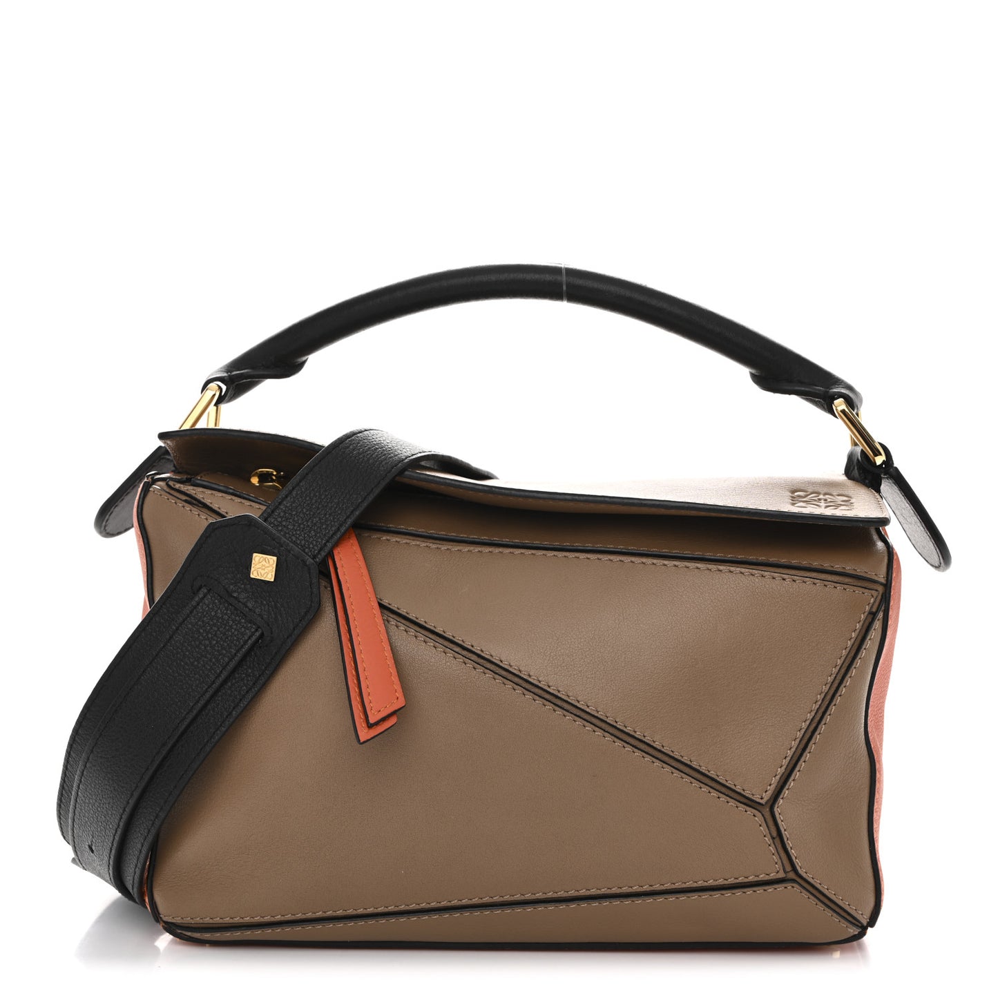 Calfskin Small Puzzle Bag Mink Coral Black