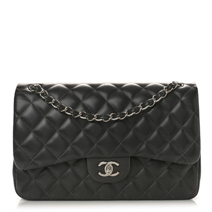 Chanel Lambskin Quilted Jumbo Double Flap Charcoal Grey 1 of 14