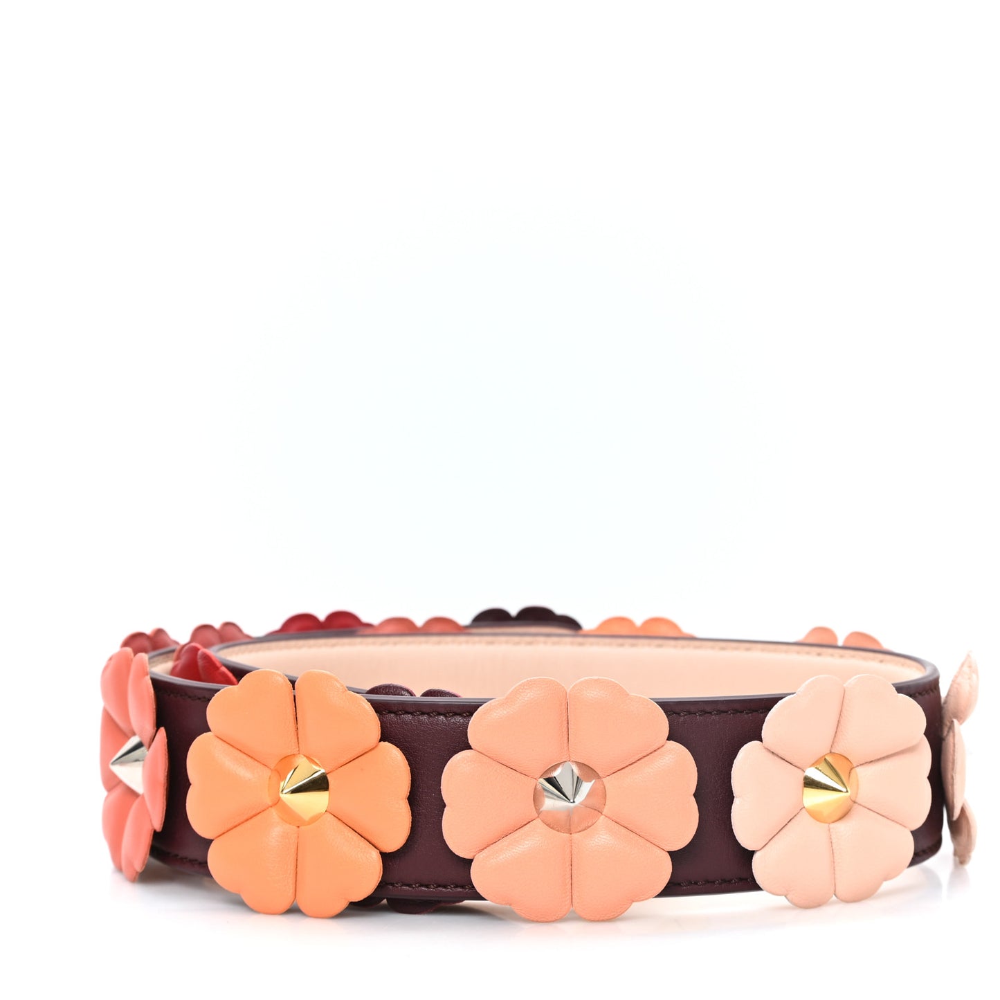 Vitello Dolce Flowerland Bi-Color Studded Strap You Bordeaux Plaster Multicolor