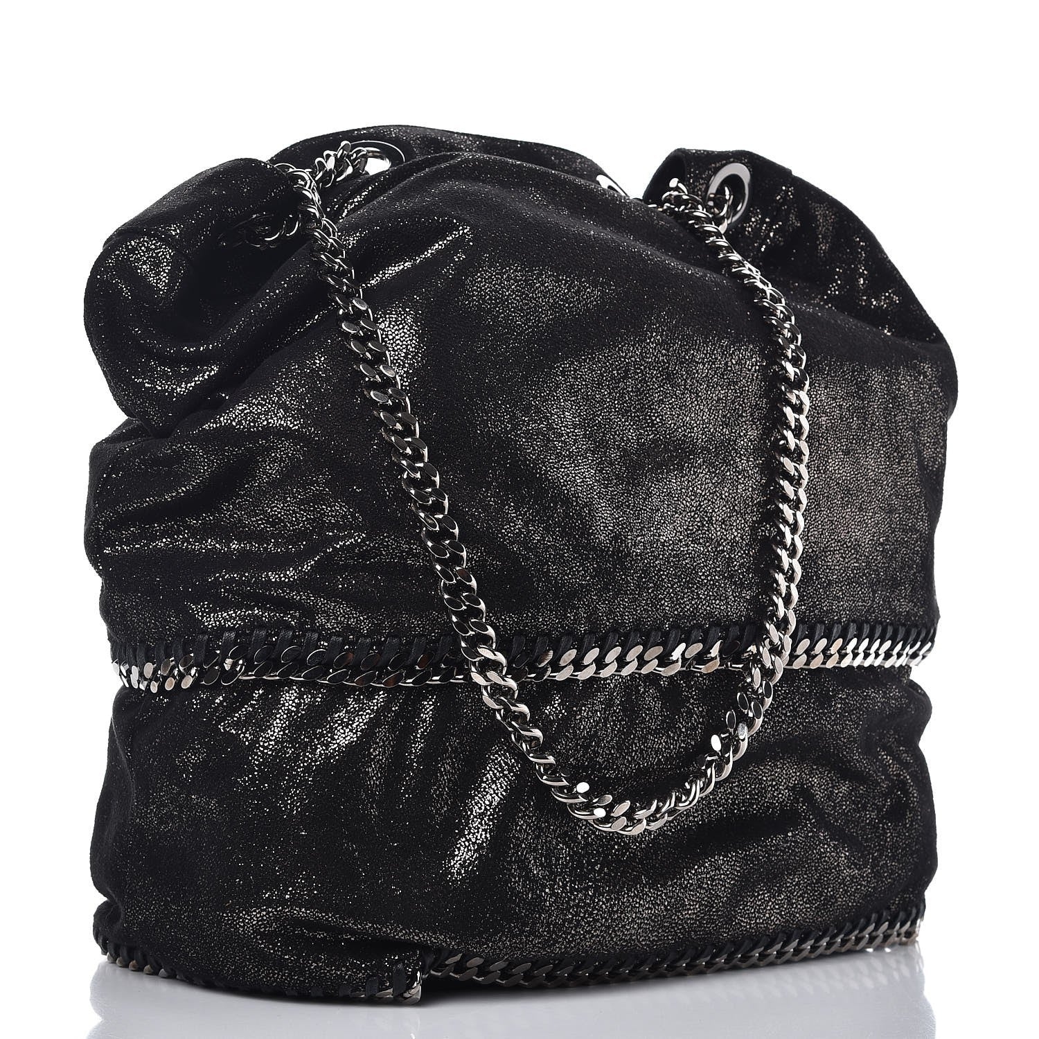 Stella McCartney Chamois Shiny Dotted Large Falabella Bucket Bag Ruthenium 3 of 6