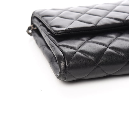 Chanel Lambskin Quilted Clutch With Chain Flap Black 8 of 13