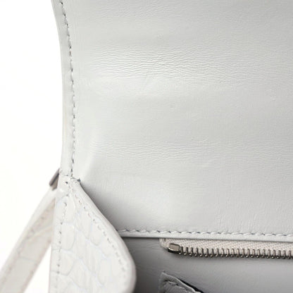 Balenciaga Calfskin Crocodile Embossed Small Hourglass Top Handle Bag White 14 of 15