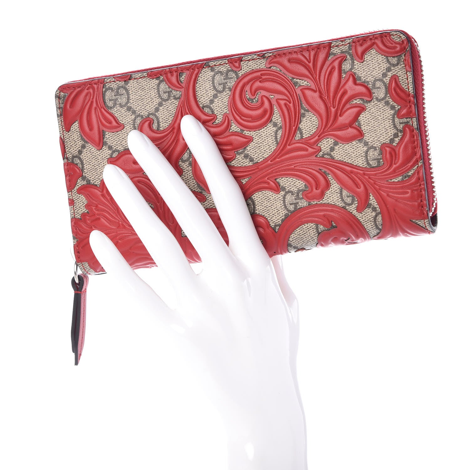 Gucci GG Supreme Monogram Arabesque Zip Around Wallet Hibiscus Red 2 of 7