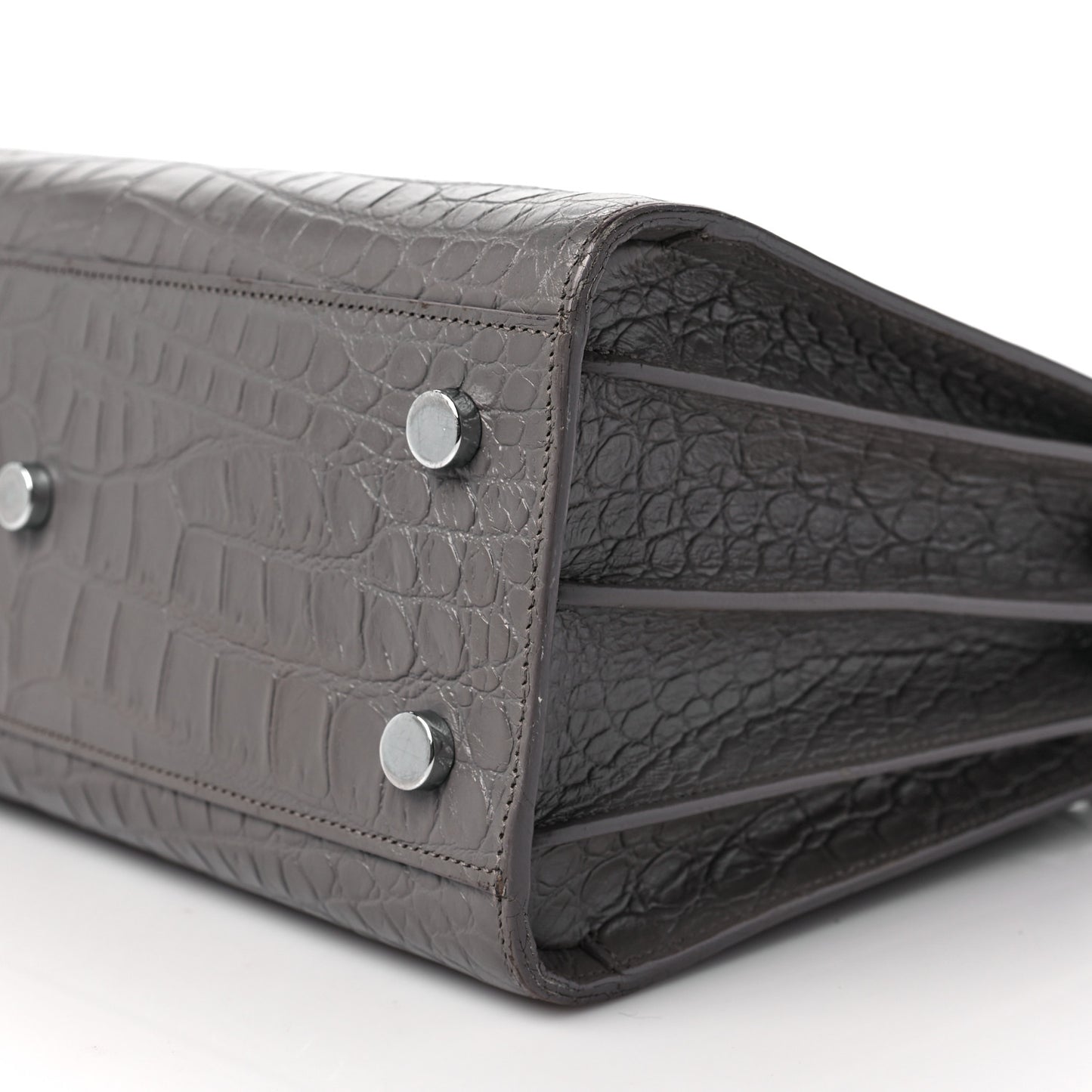 Calfskin Crocodile Embossed Baby Sac De Jour Fog