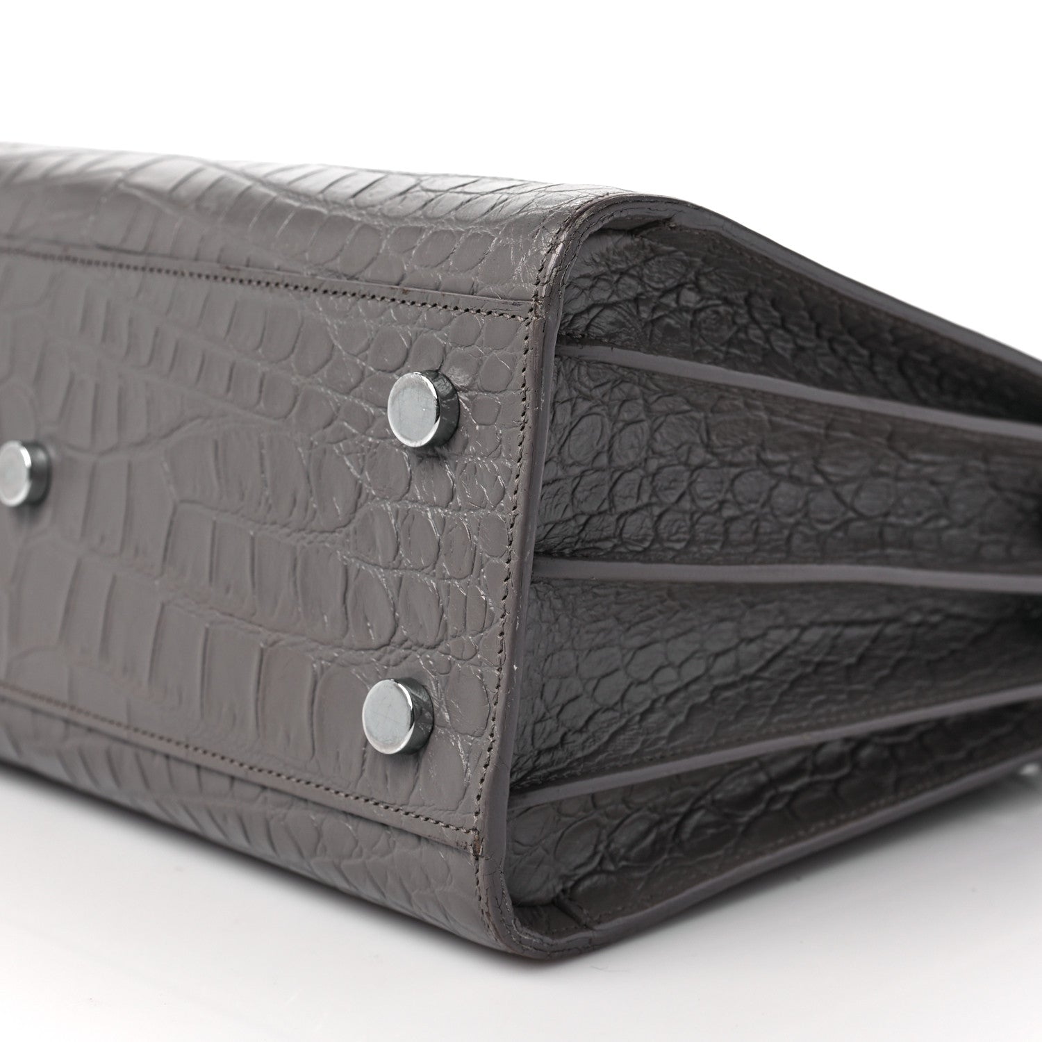 Saint Laurent Calfskin Crocodile Embossed Baby Sac De Jour Fog 8 of 11