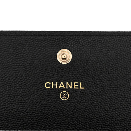 Chanel Caviar Quilted Crystal CC Large Gusset Flap Wallet Black 6 of 8