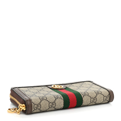 Gucci GG Supreme Monogram Web Ophidia Zip Around Wallet Brown 4 of 12