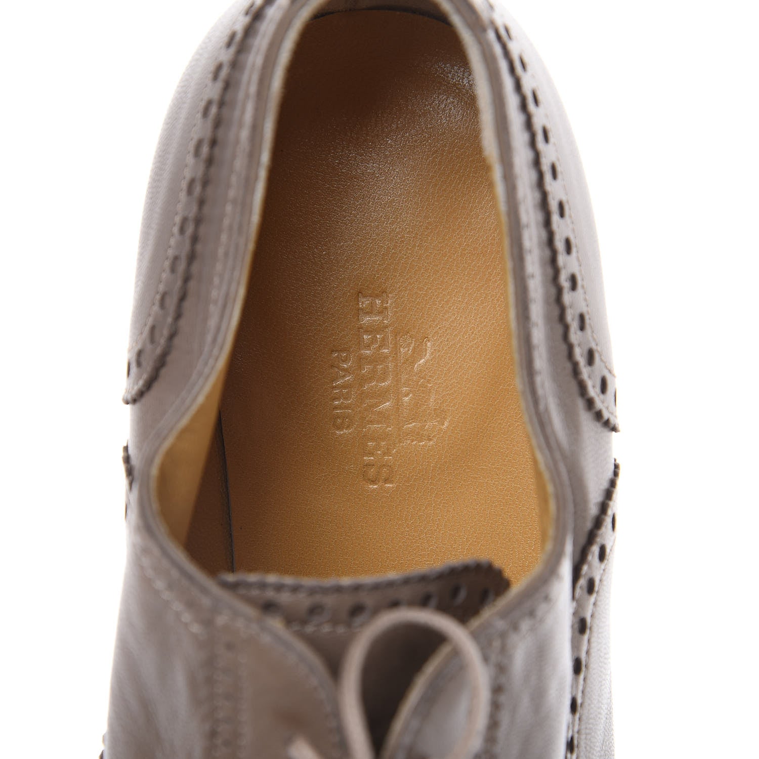 Hermes Veau Patine Womens Louise Oxfords 38 Etoupe 8 of 10