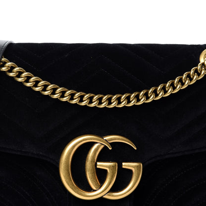 Gucci Velvet Matelasse Medium GG Marmont Shoulder Bag Black 11 of 11
