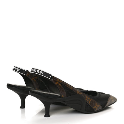 Louis Vuitton Patent Monogram Archlight Slingback Pumps 37 Black 4 of 13