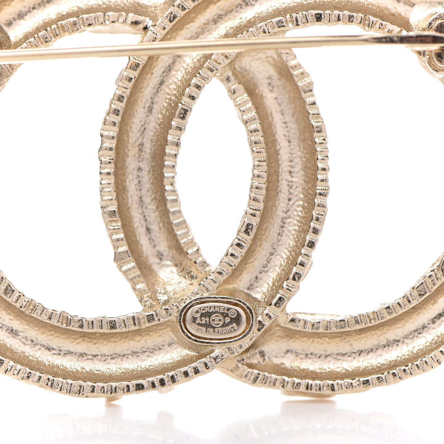 Crystal CC Logo Brooch Gold