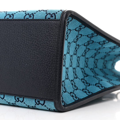 Gucci Monogram Multicolor Textured Dollar Calfskin Small Retro Interlocking G Tote Bag Light Blue 10 of 13