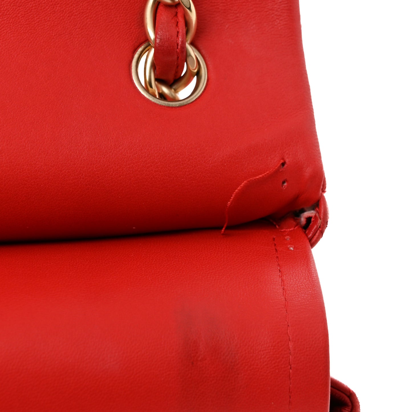 Lambskin Quilted Jumbo Double Flap Red