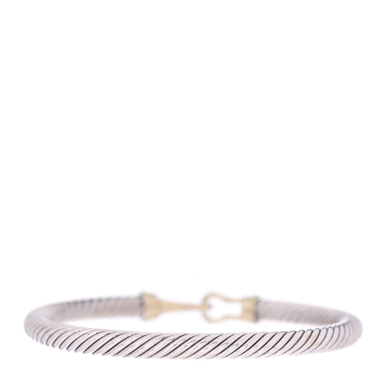 Sterling Silver 14K Yellow Gold 5mm Cable Classic Buckle Bracelet