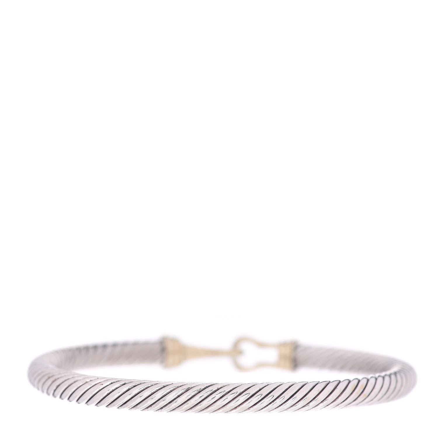 David Yurman Sterling Silver 14K Yellow Gold 5mm Cable Classic Buckle Bracelet 3 of 4