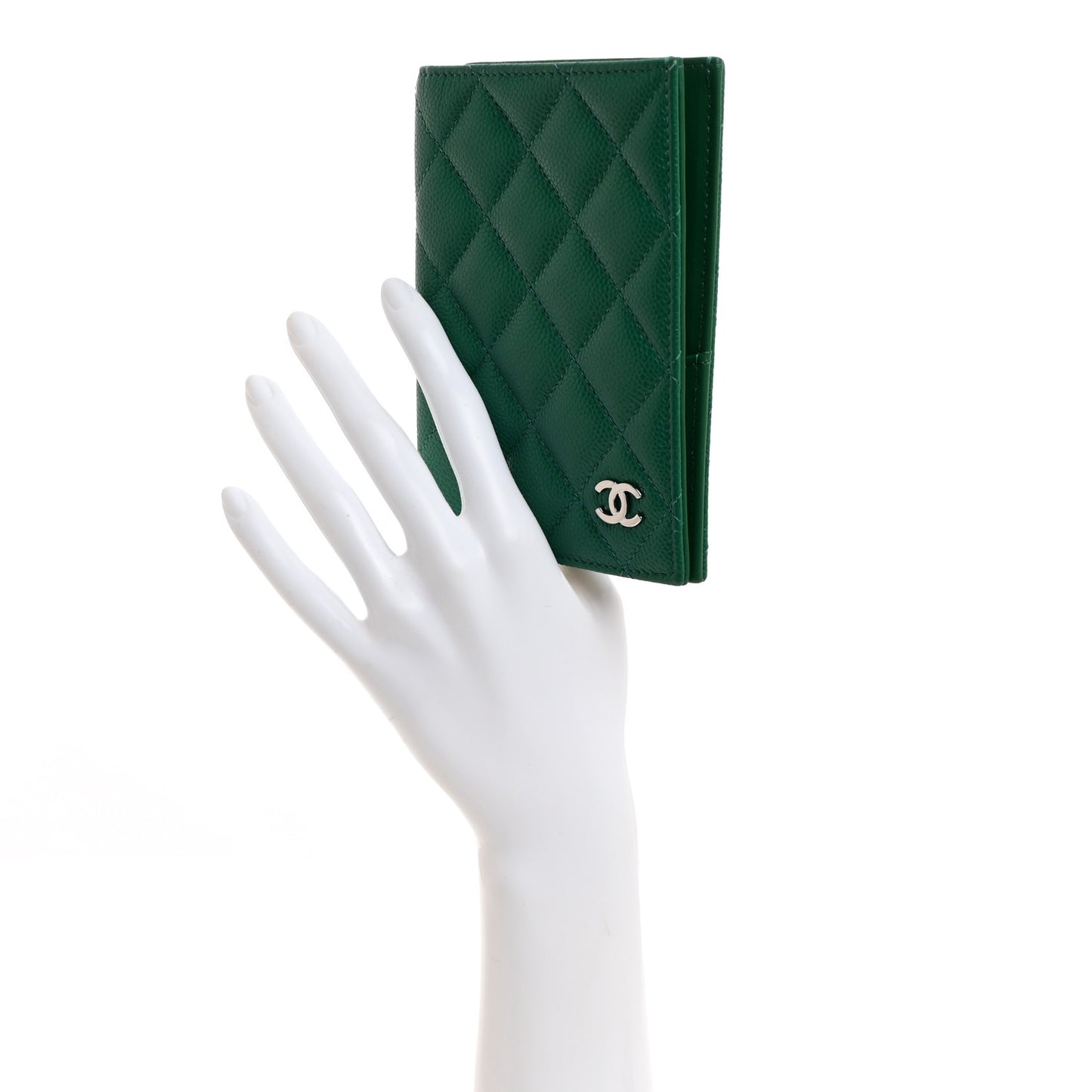 Caviar Quilted Passport Holder Green
