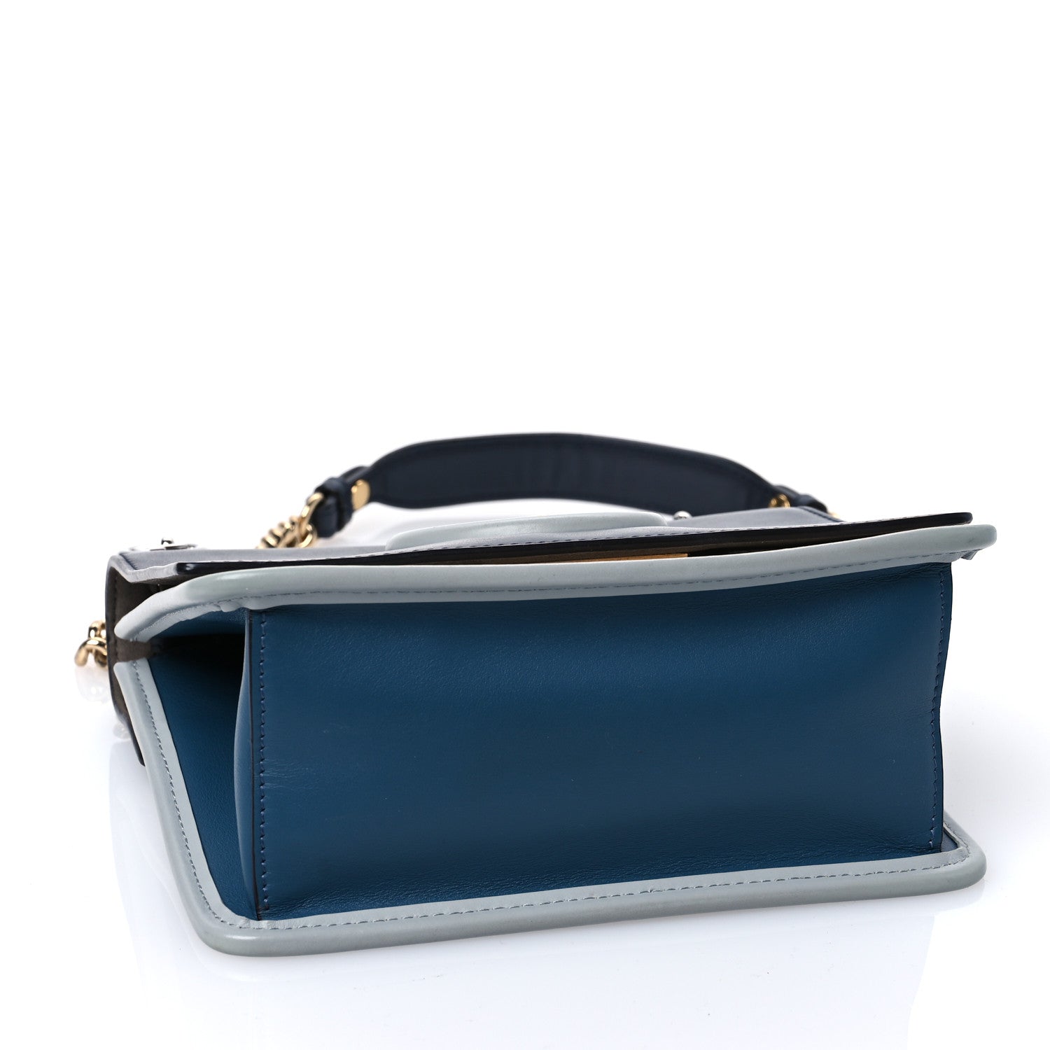 Fendi Vitello Century Opaco F is Fendi Small Kan I Shoulder Bag Blue Beige 4 of 10