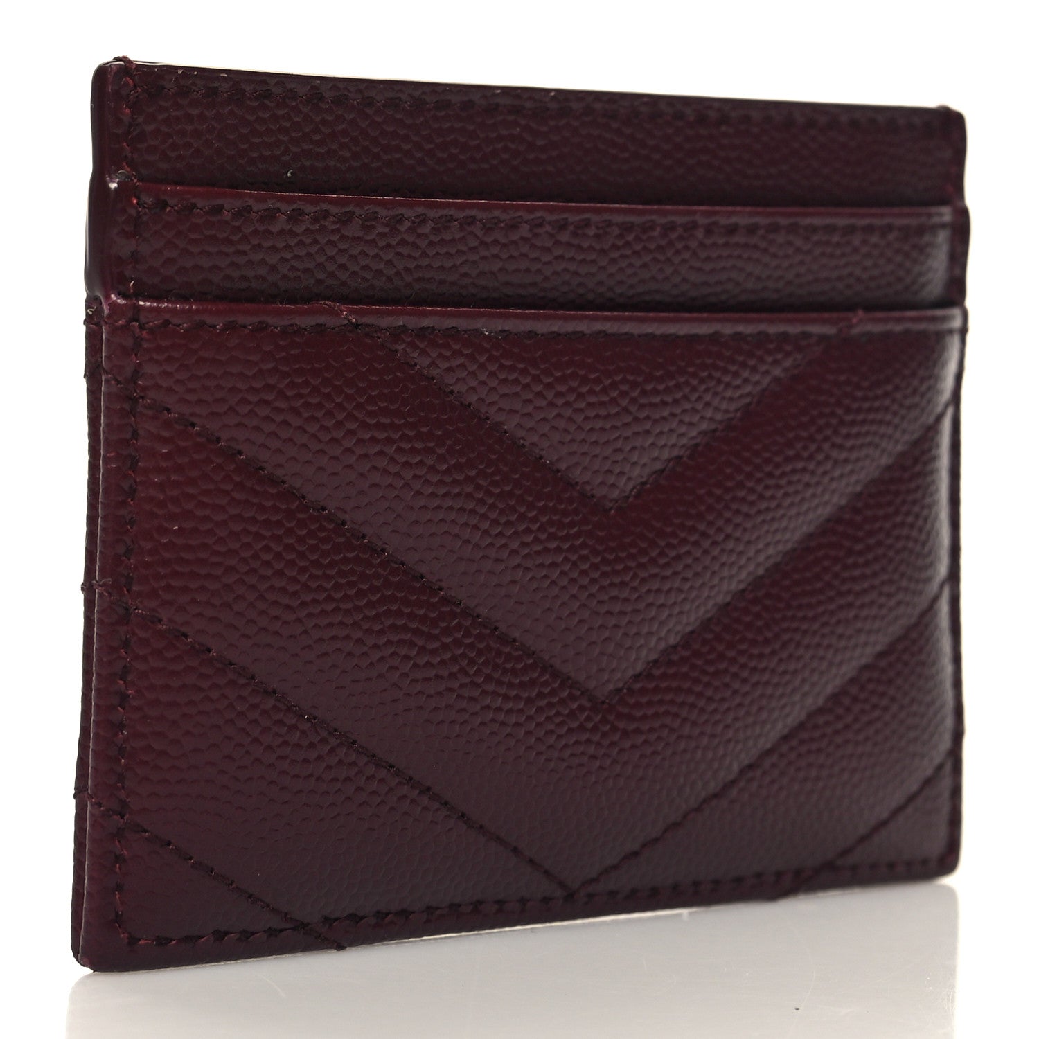 Saint Laurent Grain De Poudre Matelasse Chevron Cassandre Credit Card Case Rouge Legion 3 of 11