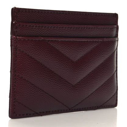 Saint Laurent Grain De Poudre Matelasse Chevron Cassandre Credit Card Case Rouge Legion 3 of 11