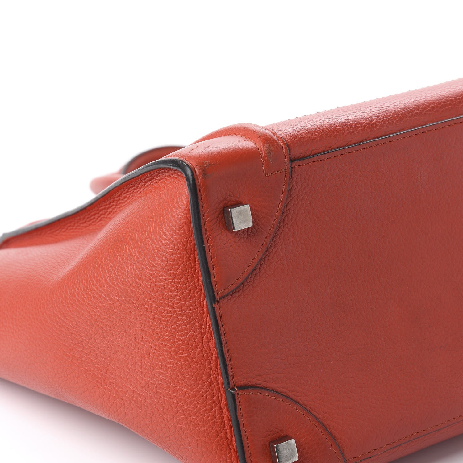 Celine Drummed Calfskin Mini Luggage Coquelicot 7 of 10