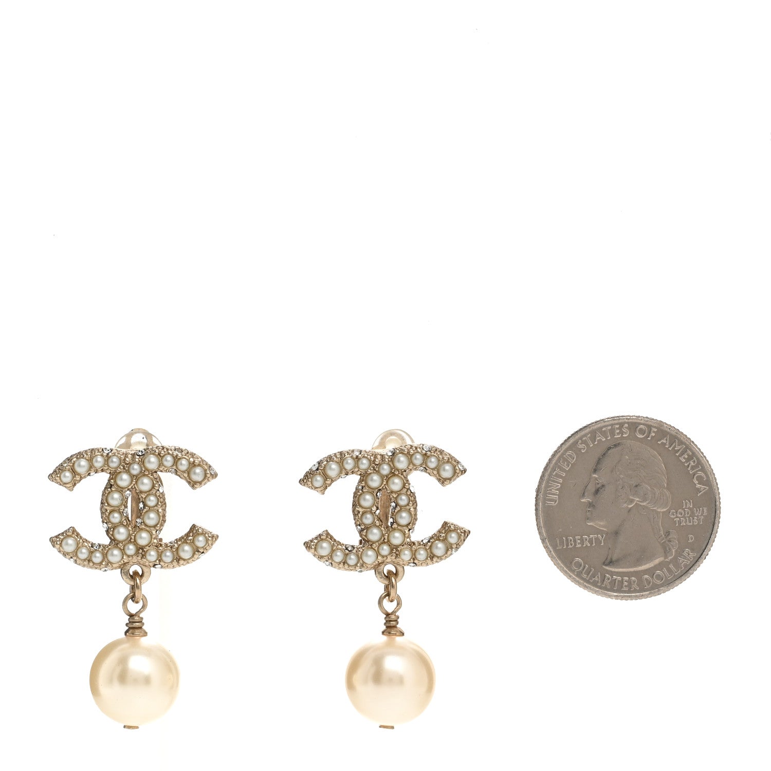 Chanel Pearl CC Drop Clip On Earrings Gold 2 of 4