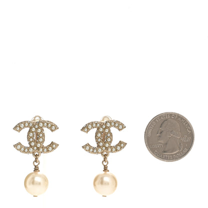 Chanel Pearl CC Drop Clip On Earrings Gold 2 of 4