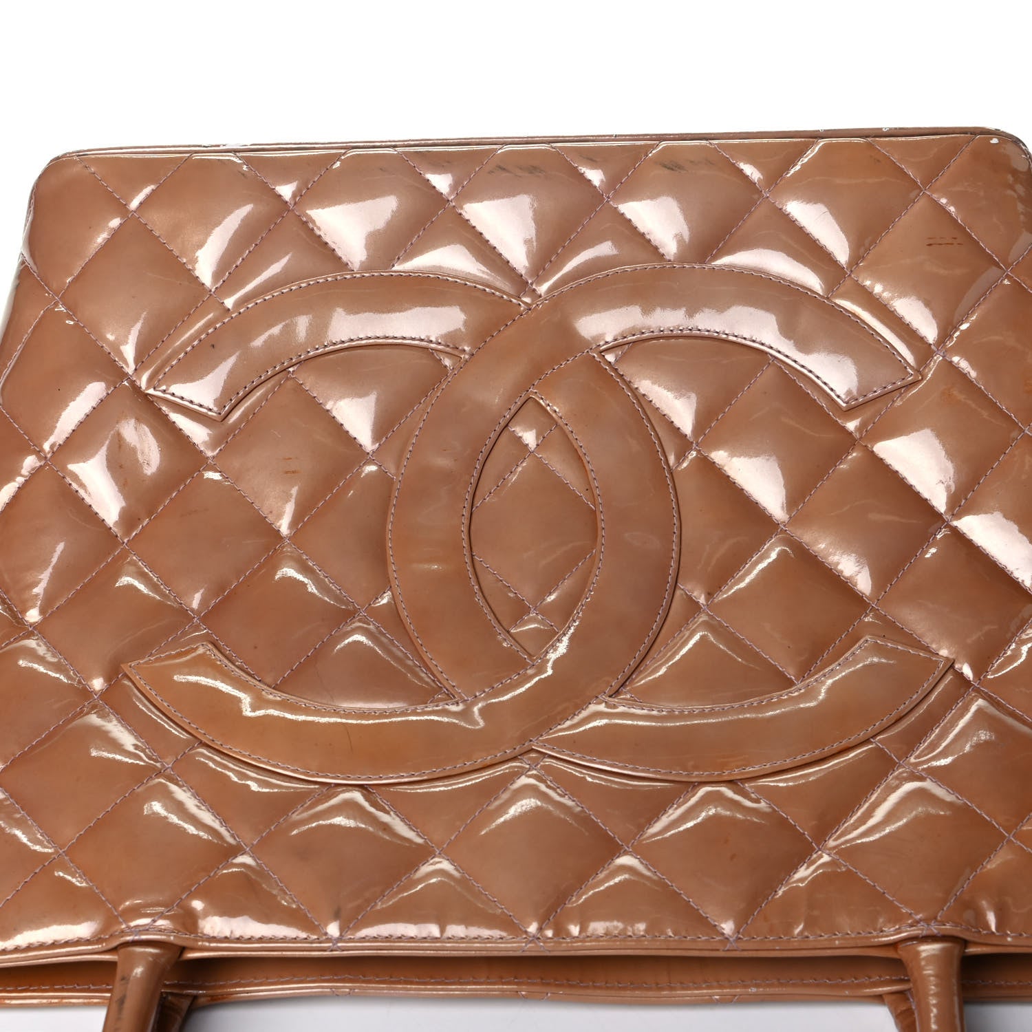 Chanel Patent Quilted Medallion Tote Dark Beige 9 of 9