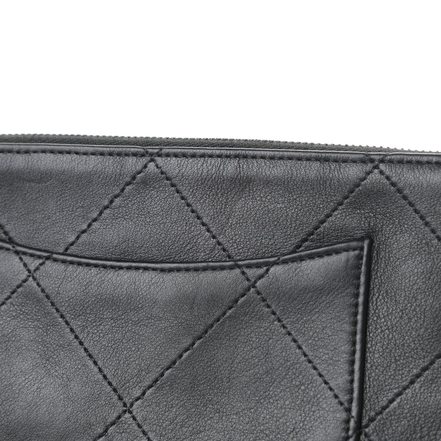 Lambskin Quilted Cosmetic Case With Strap So Black