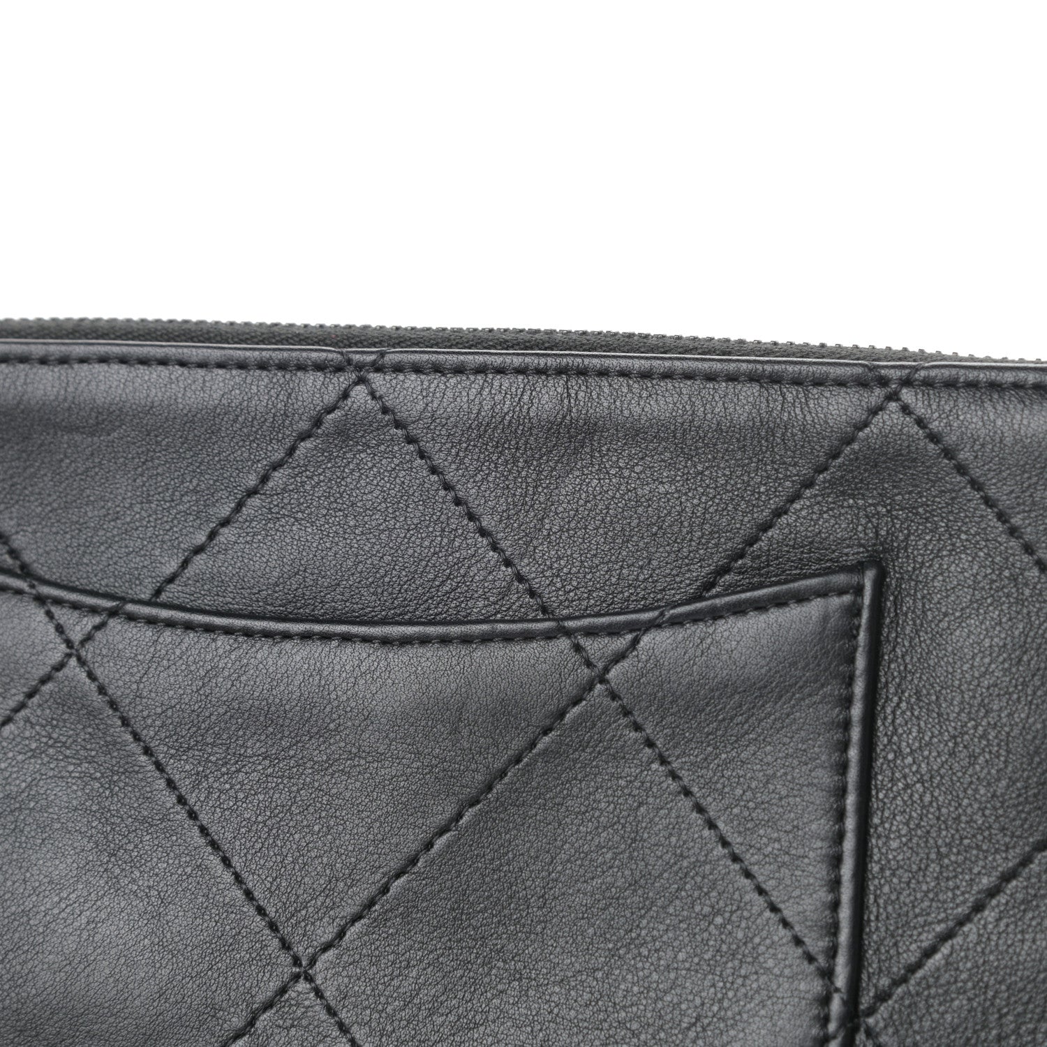 Chanel Lambskin Quilted Cosmetic Case With Strap So Black 11 of 13