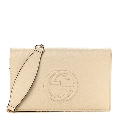 Gucci Pebbled Calfskin Soho Wallet on Chain Ivoire 1 of 14