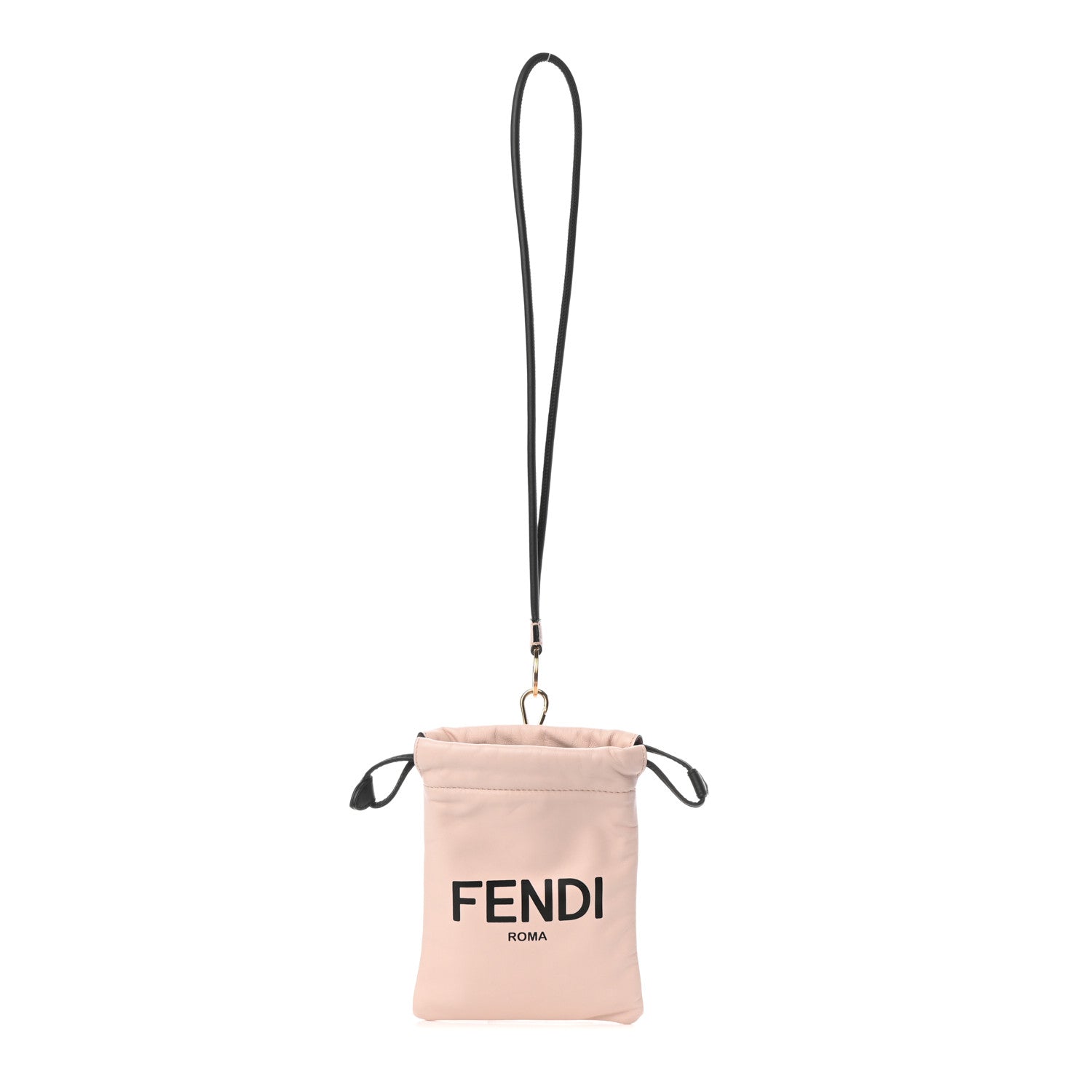 Fendi Soft Nappa Logo Mini Drawstring Pouch Bag Rosa Quarzo Black 1 of 8