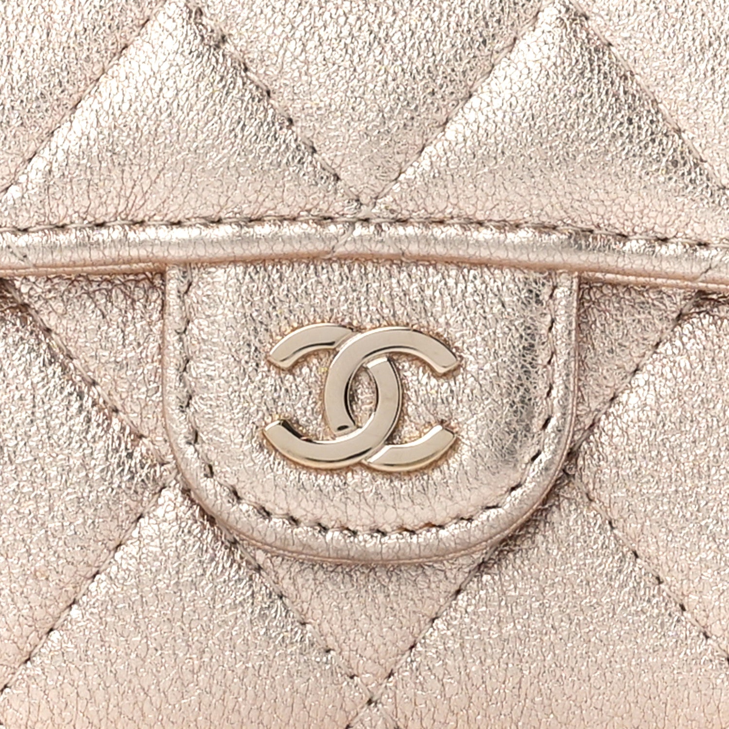 Chanel Metallic Lambskin Quilted Medium Flap Wallet Gold 13 of 16