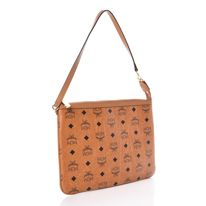 MCM Visetos Liz Shopper Tote Pouch Cognac 3 of 9