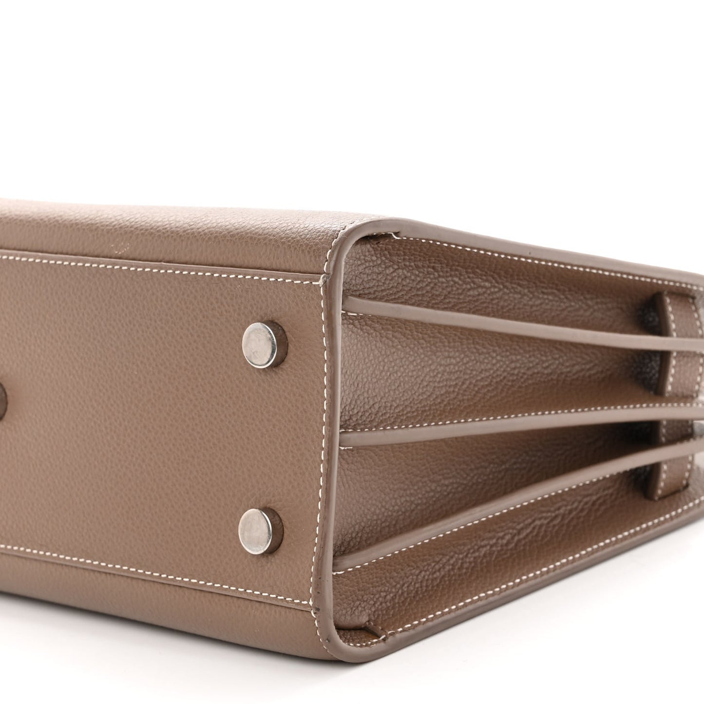Grained Calfskin Topstich Baby Sac De Jour Taupe