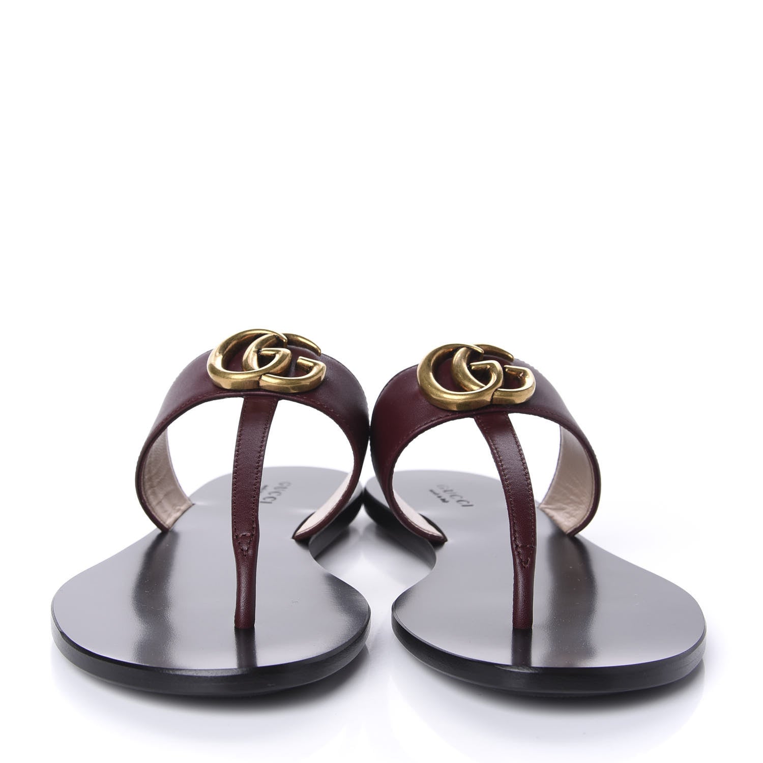 Gucci Calfskin GG Marmont Thong Sandals 36 Vintage Bordeaux 2 of 9