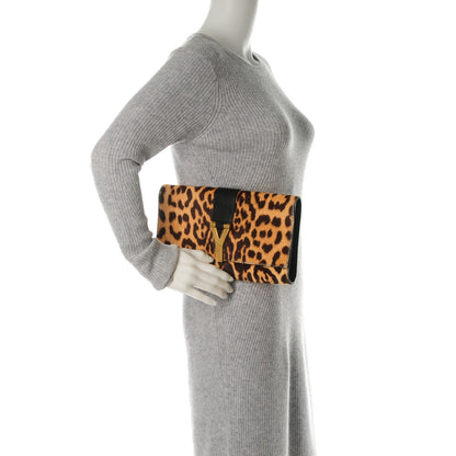 Saint Laurent Pony Hair Leopard Print Y Ligne Clutch 2 of 6