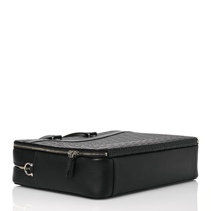 Salvatore Ferragamo Calfskin Gancini Embossed Briefcase Black 4 of 13