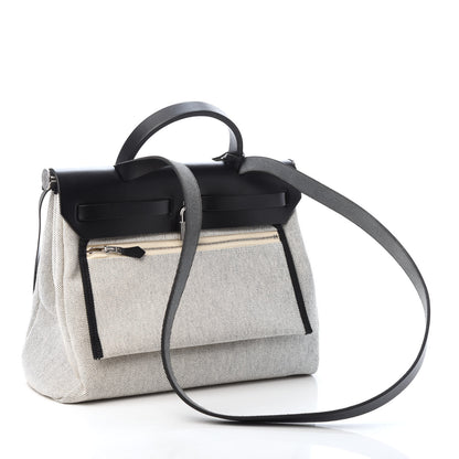 Hermes Vache Hunter Toile H Pegase Pop Herbag Zip Retourne 31 PM Bleu Indigo Ecru Black 3 of 8