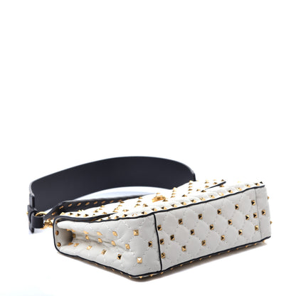 Valentino Garavani Lambskin Leopard Print Medium Rockstud Spike Shoulder Bag Ivory 4 of 8